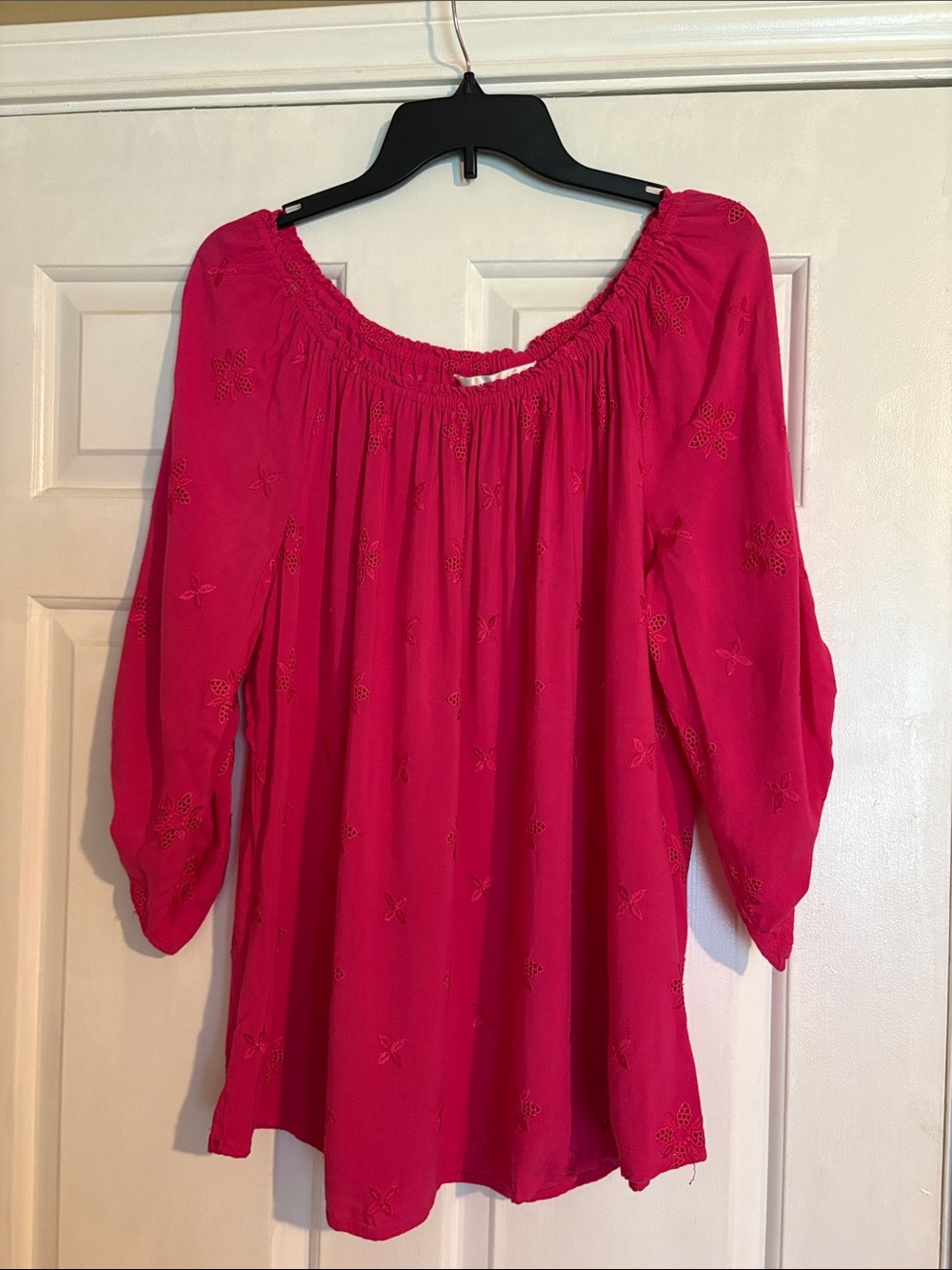Allison Taylor Floral Embroidery Fuschia Blouse